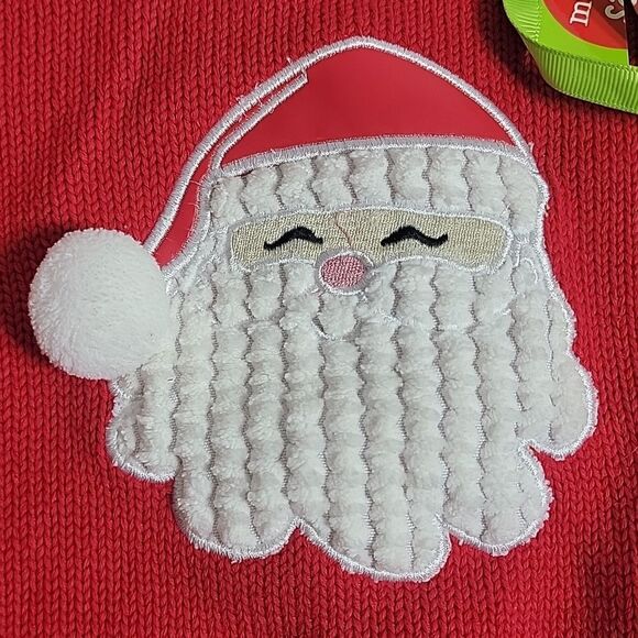 MUD Pie Santa Baby New Textured Soft Santa Crewneck Sweater Beautiful Brught Red - Picture 1 of 8